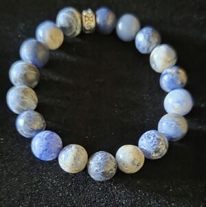 Blue and Gray Beaded Bracelet